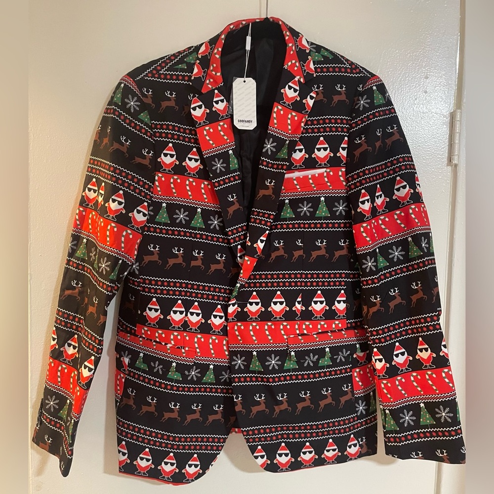 Festive Christmas Blazer with Santa and Reindeer